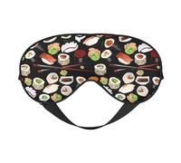 Masque pour les yeux double face avec imprimé sushi japonais noir, masque pour les yeux occultant, masque de sommeil pour les yeux toute la nuit pour homme et femme
