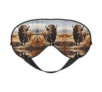 Masque pour les yeux double face avec imprimé troupeau de bison d'Amérique du Nord, design réglable, bloquant la lumière et respirant, adapté pour le repos et les voyages.