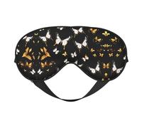 Masque pour les yeux double face avec sangle réglable et motif papillons dorés et blancs