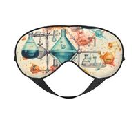 Masque pour les yeux double face imprimé chimie, masque occultant pour les yeux, masque de sommeil toute la nuit pour homme et femme