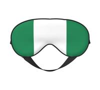 Masque pour les yeux double face imprimé drapeau du Nigeria design réglable bloquant la lumière et respirant, adapté pour le repos et les voyages.