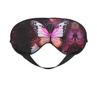 Masque pour les yeux double face imprimé papillons et fleurs - Design réglable - Bloque la lumière et respirant - Convient pour le repos et les voyages.