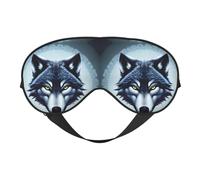 Masque pour les yeux double face imprimé tête de loup féroce design réglable bloquant la lumière et respirant, adapté pour le repos et les voyages.