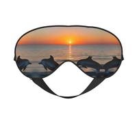Masque pour les yeux doux à imprimé dauphins coucher de soleil - Sommeil confortable, bloque la lumière, couverture complète des yeux, idéal pour les voyages, la méditation