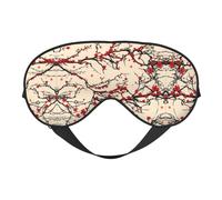 Masque pour les yeux doux à imprimé fleurs de cerisier rouge - ombre de nuit élastique, bandeau résistant à la lumière pour les yeux pour avion, yoga, voyage, couverture complète des yeux
