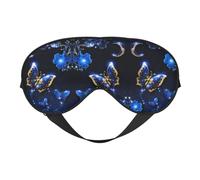 Masque pour les yeux doux à imprimé papillon bleu - Ombrage élastique pour la nuit, bandeau anti-lumière pour avion, yoga, voyage, couverture complète des yeux