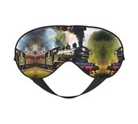 Masque pour les yeux doux à imprimé petit train à vapeur pour homme et femme confortable avec sangle réglable pour voyage, yoga, sieste, travail