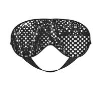 Masque pour les yeux doux à pois ondulés noirs et blancs, imprimé sur toute la surface, 96 % polyester, 4 % élasthanne