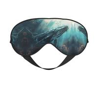 Masque pour les yeux doux avec imprimé baleine sous-marine / masque de sommeil / masque occultant pour les yeux, convient pour les voyages, le bureau, le yoga, la sieste