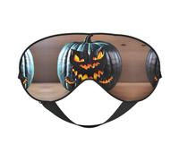 Masque pour les yeux doux avec imprimé chauve-souris et citrouille d'Halloween - Sommeil confortable, bloque la lumière, couverture complète des yeux, idéal pour les voyages, la méditation
