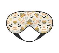 Masque pour les yeux doux avec imprimé citrouille et hibou d'Halloween pour homme et femme confortable avec sangle réglable pour voyage, yoga, sieste, travail