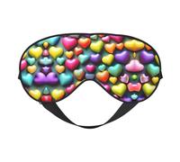 Masque pour les yeux doux avec imprimé cœurs arc-en-ciel colorés, idéal pour les voyages, le bureau, le yoga, la sieste
