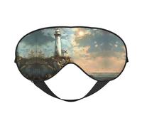 Masque pour les yeux doux avec imprimé phare - Masque de sommeil - Masque occultant pour les yeux - Convient pour les voyages, le bureau, le yoga, la sieste