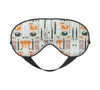 Masque pour les yeux doux avec motif renard, ours, oiseau, arbre - Confortable - Avec sangle réglable - Pour voyage, yoga, sieste, travail