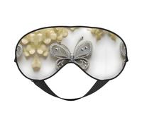 Masque pour les yeux doux avec strass et imprimé papillon et fleur pour homme et femme confortable avec sangle réglable pour voyage, yoga, sieste, travail
