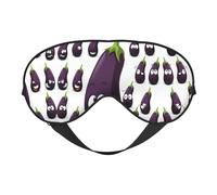 Masque pour les yeux doux double face avec impression d'aubergine de dessin animé, design réversible, réglable pour un ajustement parfait, bloque la lumière du masque pour les yeux