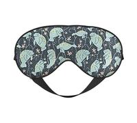 Masque pour les yeux doux double face avec imprimé d'animaux lamantins, design réversible, réglable pour un ajustement parfait, bloque la lumière du masque pour les yeux