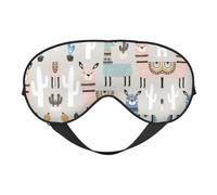 Masque pour les yeux doux double face avec imprimé lama cactus, design réversible, réglable pour un ajustement parfait, bloque la lumière du masque pour les yeux