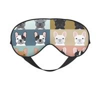 Masque pour les yeux doux double face imprimé bouledogue français, réversible, réglable pour un ajustement parfait, bloque la lumière du masque pour les yeux