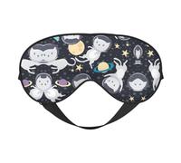 Masque pour les yeux doux double face imprimé chat astronaute, design réversible, réglable pour un ajustement parfait, bloque la lumière masque pour les yeux