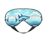 Masque pour les yeux doux double face imprimé poisson volant dans les océans, design réversible, réglable pour un ajustement parfait, bloque la lumière masque pour les yeux