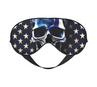 Masque pour les yeux doux et confortable avec rayures bleues et motif tête de mort