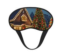 Masque pour les yeux doux et lavable avec imprimé village de Noël, carnaval, voyage, maison, hôtel, avion, camping