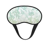 Masque pour les yeux doux et lavable Motif algues vertes Bleu mer Pour dormir Voyage Maison Hôtel Avion Camping