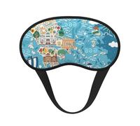 Masque pour les yeux doux et lavable Motif carte de la Grèce Pour dormir Voyage Maison Hôtel Avion Camping