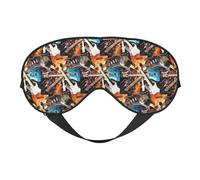Masque pour les yeux doux et réversible avec motif guitare électrique magique, sangle réglable, sommeil occultant