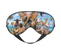 Masque pour les Yeux Doux Imprimé Animaux Africains - Ombre Nuit Elastique Bandeau Anti-Lumière pour Avion Yoga Voyage Couvre Complet Yeux