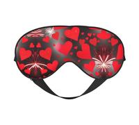 Masque pour les Yeux Doux Imprimé Coeur Rouge Feu D'artifice - Sommeil Confortable, Ombrage de Nuit Élastique, Couvre Yeux pour Voyage Méditation