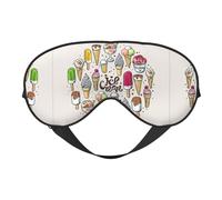Masque pour les yeux doux imprimé crème glacée - ombre de nuit élastique, bandeau anti-lumière pour avion, yoga, voyage, couverture complète des yeux