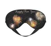 Masque pour les yeux doux imprimé Happy New Year - ombre de nuit élastique, bandeau anti-lumière pour les yeux pour avion, yoga, voyage