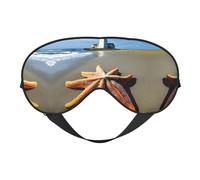 Masque pour les yeux doux imprimé phare étoile de mer - Sommeil confortable, ombre de nuit élastique, couvre-yeux pour voyage, méditation