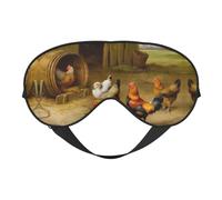 Masque pour les yeux doux imprimé poule et coq - Ombre de nuit élastique - Bandeau pour les yeux résistant à la lumière pour avion, yoga, voyage, couverture complète des yeux