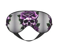 Masque pour les Yeux Doux Imprimé Tête de Mort Rose Violet - Sommeil Confortable Élastique Nuit Ombre Couvre Yeux pour Voyage Méditation