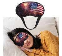 Masque pour les yeux du 4 juillet avec drapeau américain de feu d'artifice pour dormir en satin doux avec sangle élastique pour la sieste de voyage occultante pour homme et femme