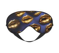 Masque pour les yeux élégant et léger avec imprimé lèvres dorées pour voyage, yoga, sieste, méditation, camping, travail, relaxation