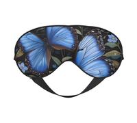 Masque pour les yeux élégant et léger avec imprimé papillons bleus pour voyage, yoga, sieste, méditation, camping, travail, relaxation