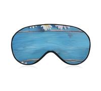 Masque pour les yeux en bois bleu avec marguerites - Masque de sommeil latéral - Bandeau de nez et bande élastique pour enfants, femmes et hommes