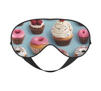 Masque pour les yeux en forme de cupcakes - Motif beignets - Avec impression de sucre - Respirant - Idéal pour le camping, la méditation et le yoga