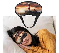 Masque pour les yeux en forme de phare de mer pour dormir en satin doux avec sangle élastique pour la sieste de voyage occultante pour homme et femme