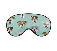 Masque pour les Yeux en Soie Bulldog Anglais Visage de Chien Motif Vert Menthe Masque de Sommeil Couverture des Yeux pour Voyage/Sieste/Yoga/Avion/Nuit, Masque pour les Yeux de Sommeil Couverture des