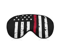 Masque pour les yeux en soie fine ligne rouge drapeau américain Art masque de sommeil 3D couverture pour les yeux pour dormir voyage travail de quart et méditation, pause déjeuner voyage sommeil masqu