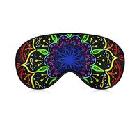 Masque pour les yeux en soie Mystery Rainbow Neon Mandala Art Masque de sommeil Visière pour les siestes de sommeil, Masque pour les yeux endormi avec bande élastique
