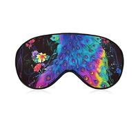 Masque pour les yeux en soie Neon Peacock Flowers Art Sleeping Mask Eye Cover for Travel/Sieste/Yoga/Plane/Night, Sleeping Eye Mask Eye Cover with Elastic Band