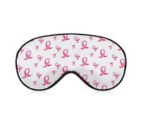 Masque pour les yeux en soie Sensibilisation au cancer du sein Rubans roses Masque de sommeil blanc Couvre-yeux pour dormir, voyage, travail et méditation, masque pour les yeux endormi avec sangle rég