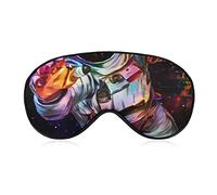 Masque pour les yeux en soie Trippy Space Chilling Astronaut Drinks Art psychédélique Masque de sommeil Masque pour les yeux bandés pour voyage/sieste/yoga/avion/nuit, pause déjeuner Voyage Sommeil Ma
