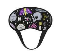 Masque pour les yeux en tissu composite tête de mort de sorcière magique d'Halloween avec bordure noire et élastique, unisexe